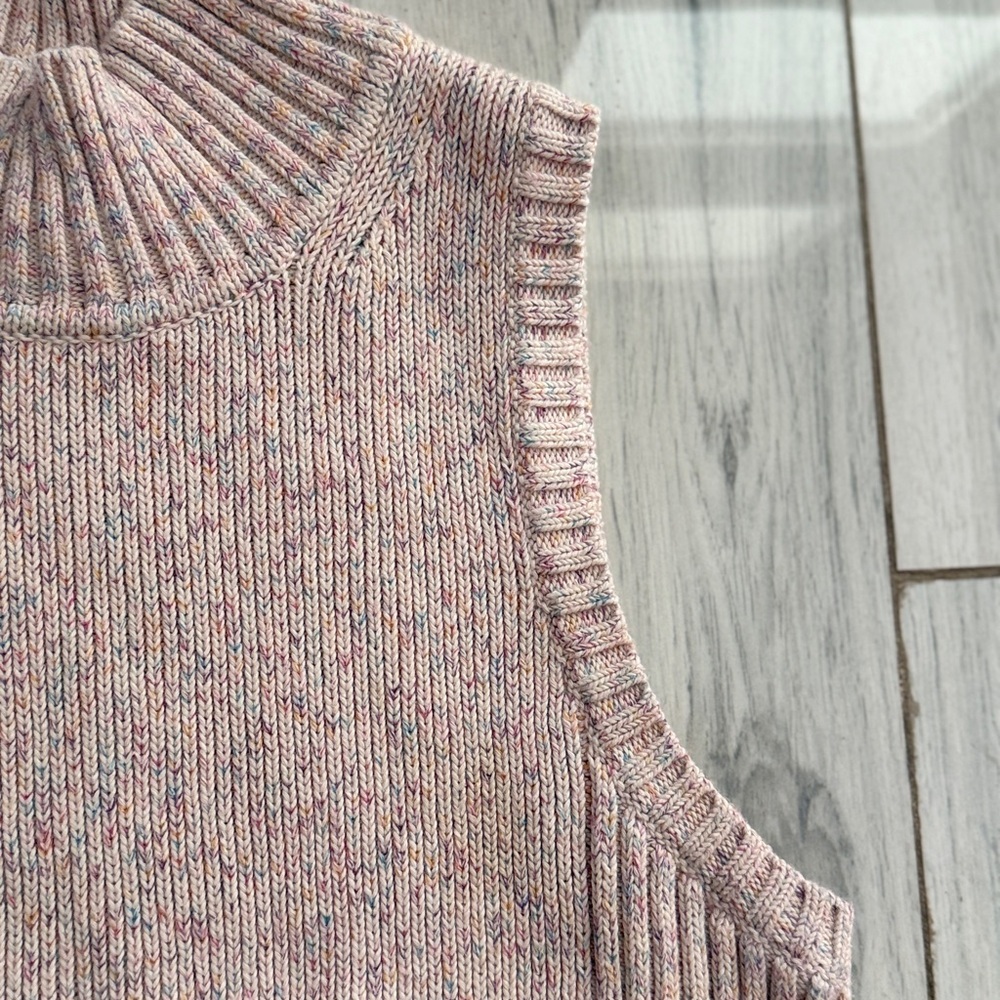 GAP Vintage Chunky Knit Sleeveless Turtleneck Sweater Vest Pink Small - Picture 3 of 7
